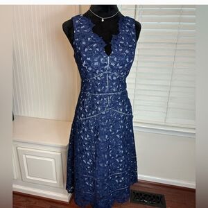 Vineyard Vines Navy and White Lace Midi Dress